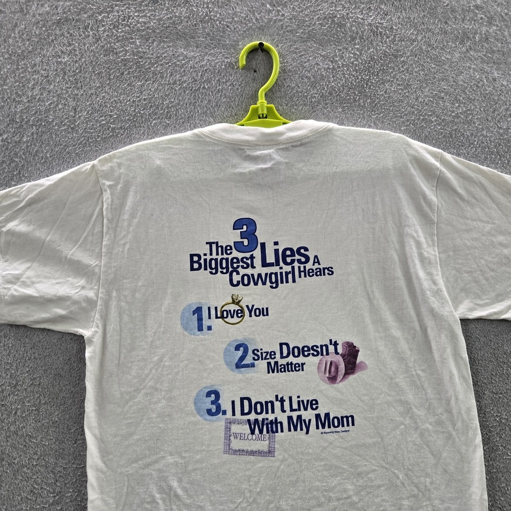 Cowboys Men Shirt L White 3 Biggest Lies A Cowgirl Hears Short Sleeve